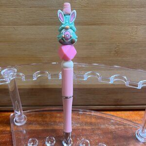 New Gnome Bunny Ballpoint pen charm silicone beaded - new in package